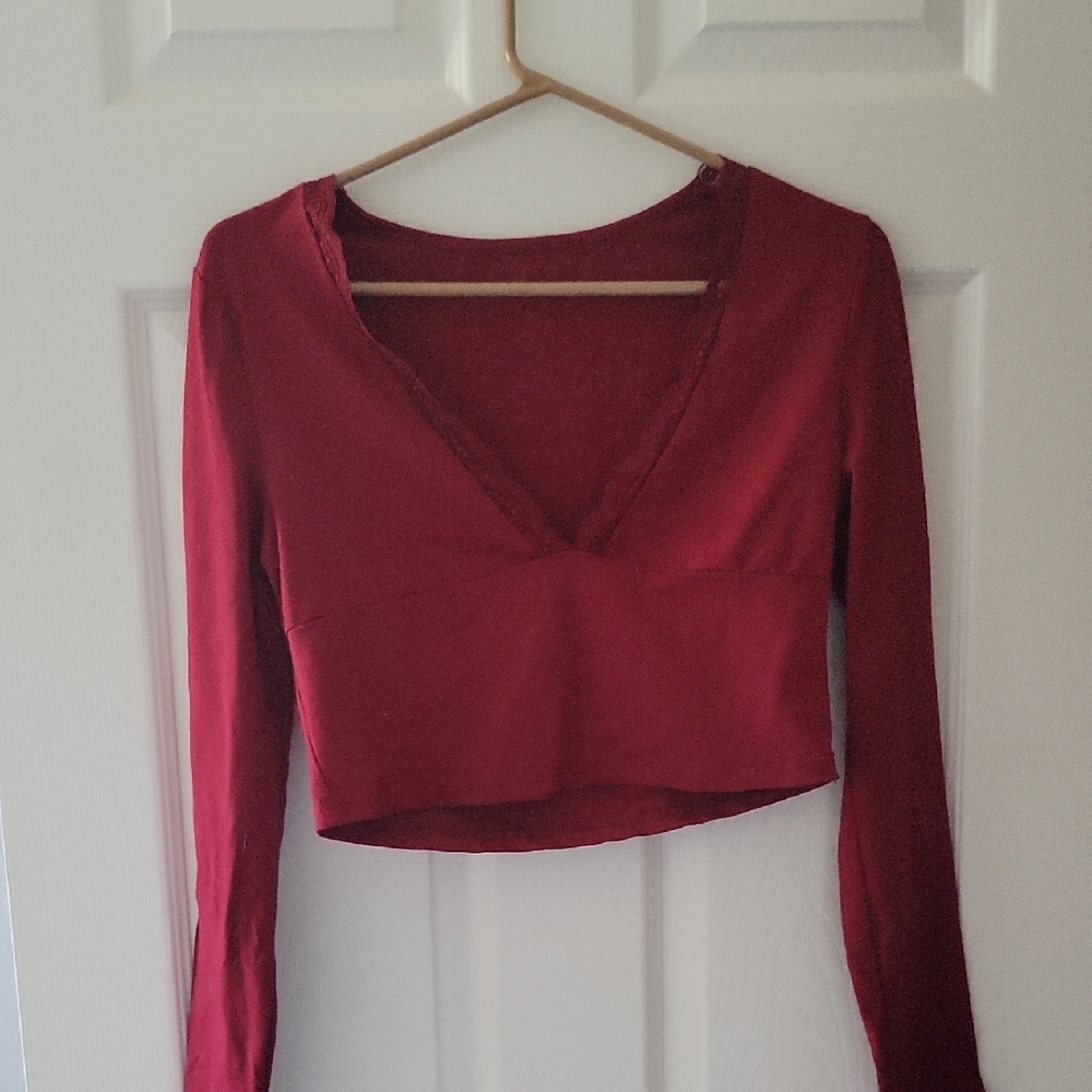 Women's Red Long Sleeve Top